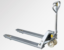How do warehouse administrators in pharmaceutical factories operate manual hydraulic transport vehicles